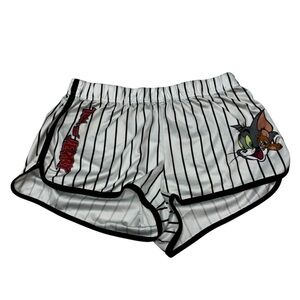 Tom & Jerry Girl's Size XL Athletic Running Shorts White Striped Lounge Shorts